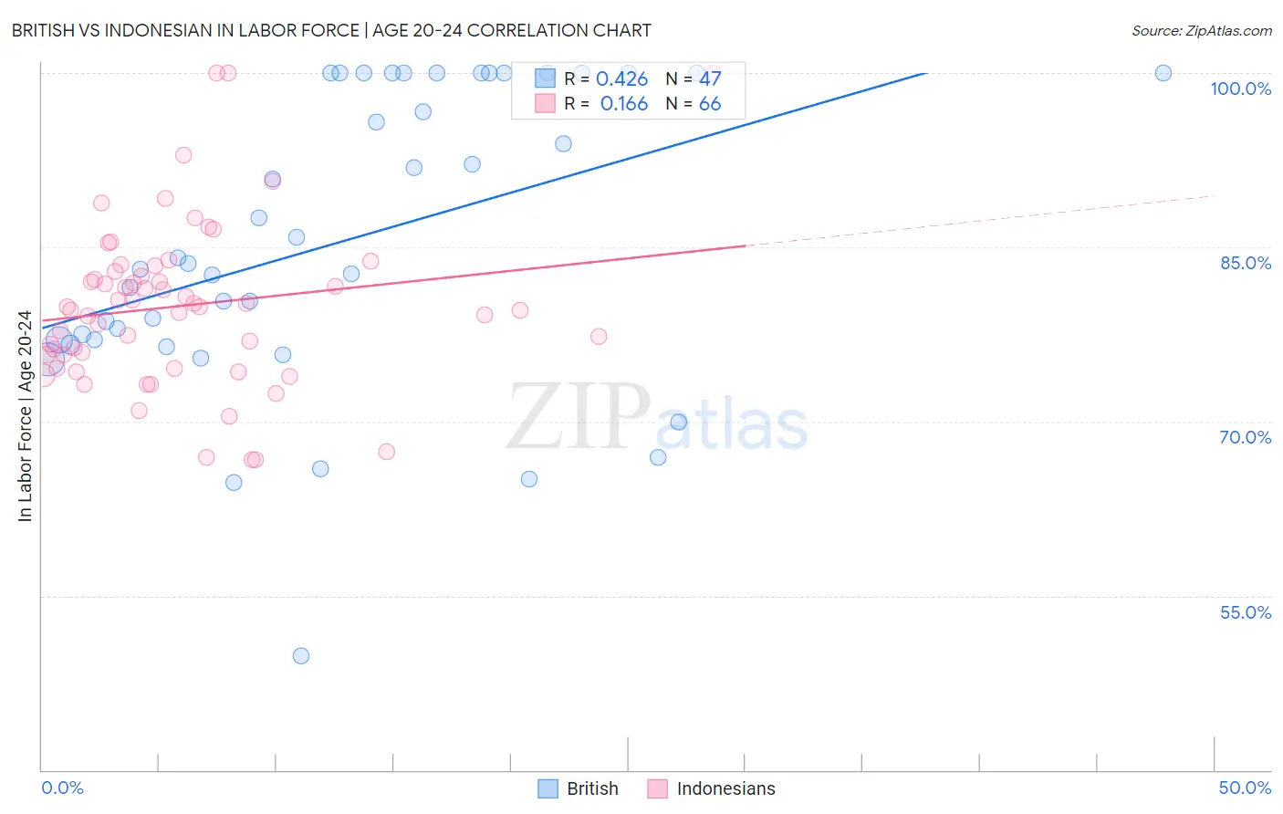 British vs Indonesian In Labor Force | Age 20-24