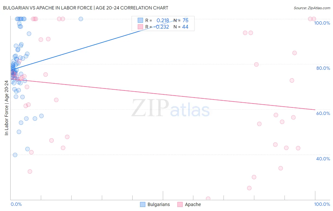 Bulgarian vs Apache In Labor Force | Age 20-24