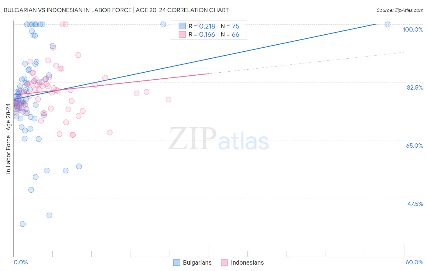 Bulgarian vs Indonesian In Labor Force | Age 20-24