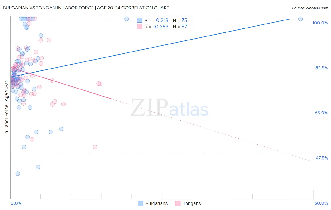 Bulgarian vs Tongan In Labor Force | Age 20-24
