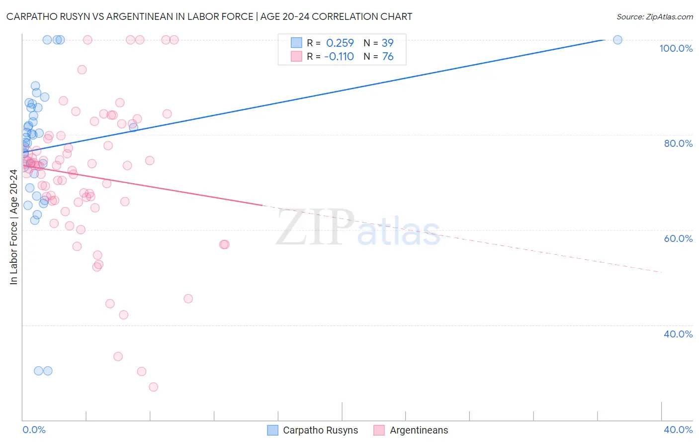 Carpatho Rusyn vs Argentinean In Labor Force | Age 20-24