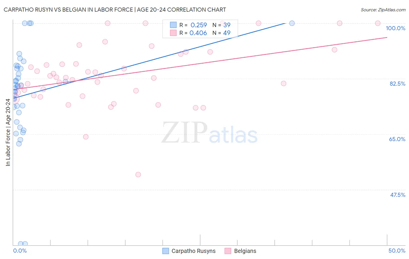 Carpatho Rusyn vs Belgian In Labor Force | Age 20-24