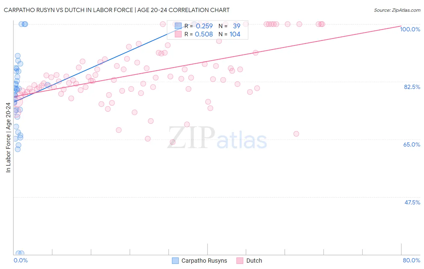 Carpatho Rusyn vs Dutch In Labor Force | Age 20-24