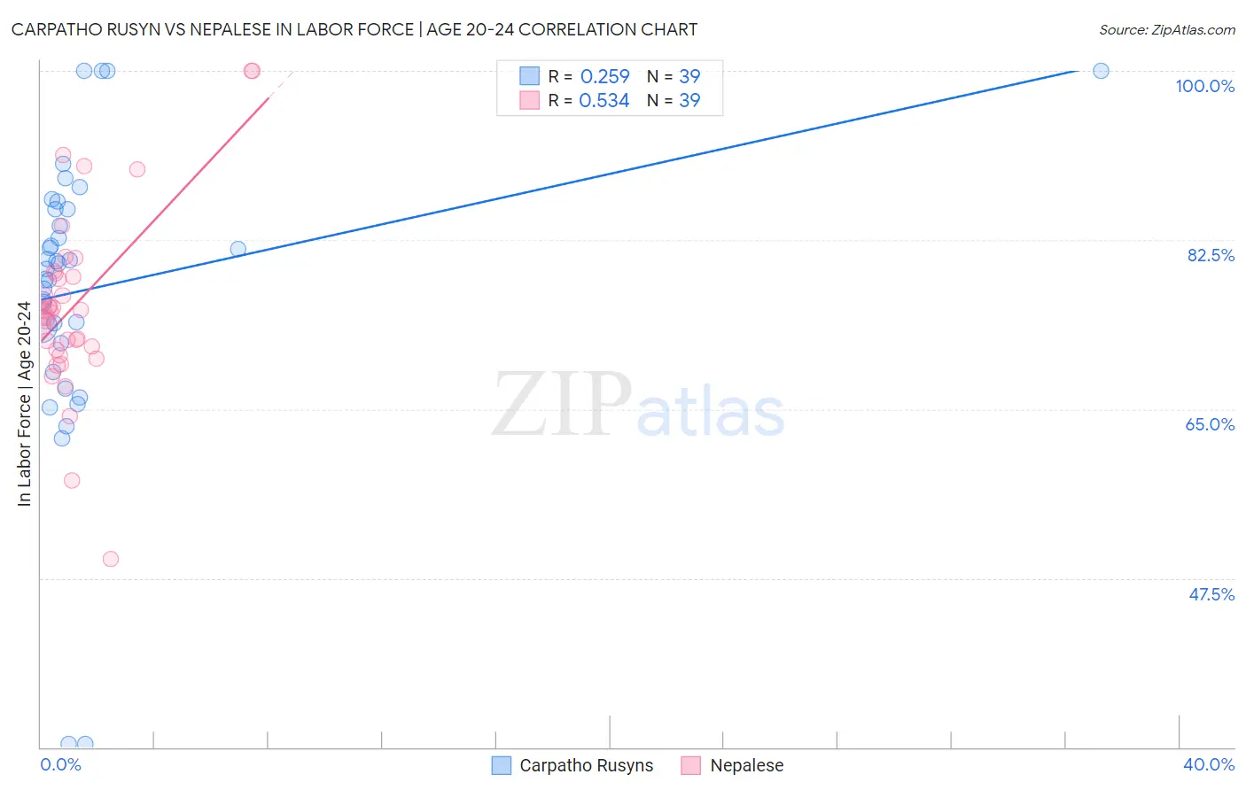 Carpatho Rusyn vs Nepalese In Labor Force | Age 20-24