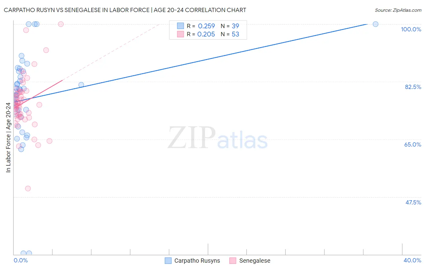 Carpatho Rusyn vs Senegalese In Labor Force | Age 20-24