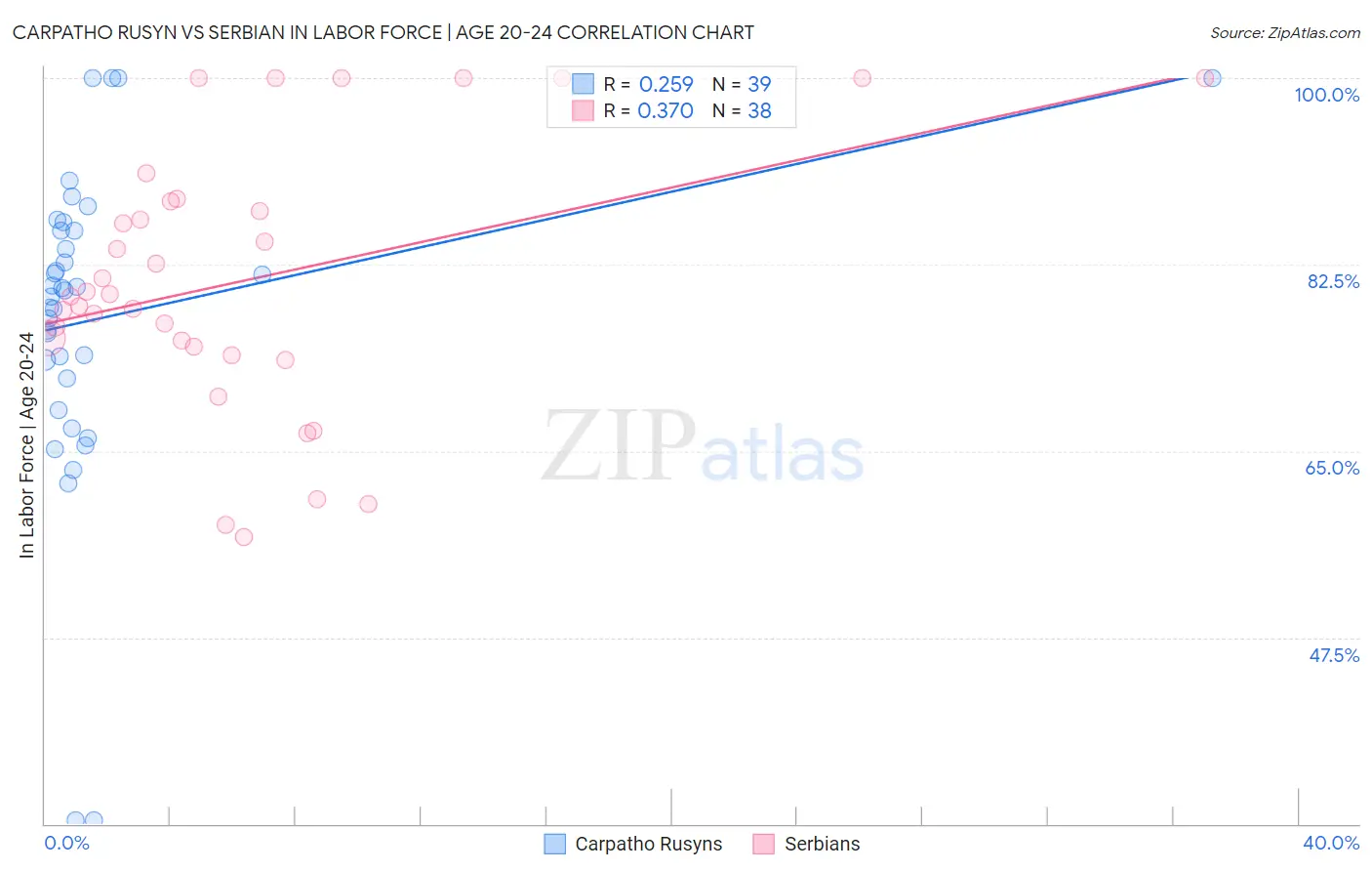 Carpatho Rusyn vs Serbian In Labor Force | Age 20-24