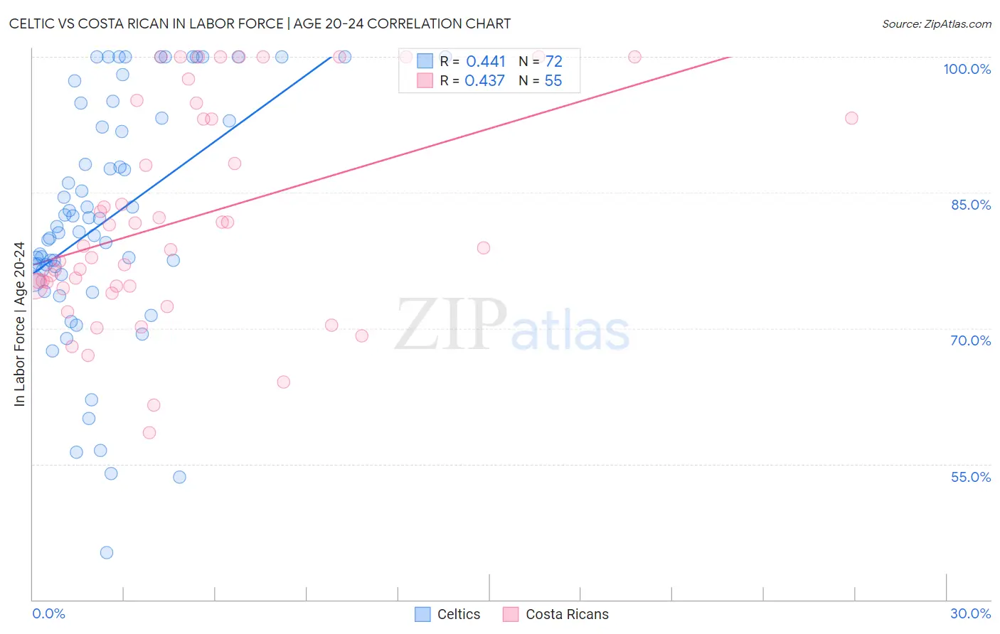 Celtic vs Costa Rican In Labor Force | Age 20-24