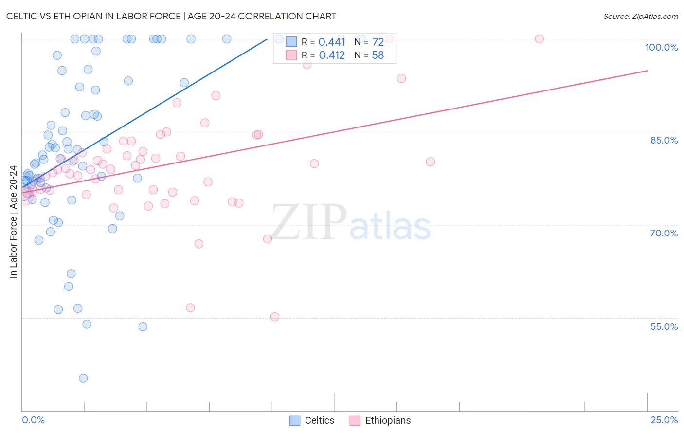 Celtic vs Ethiopian In Labor Force | Age 20-24