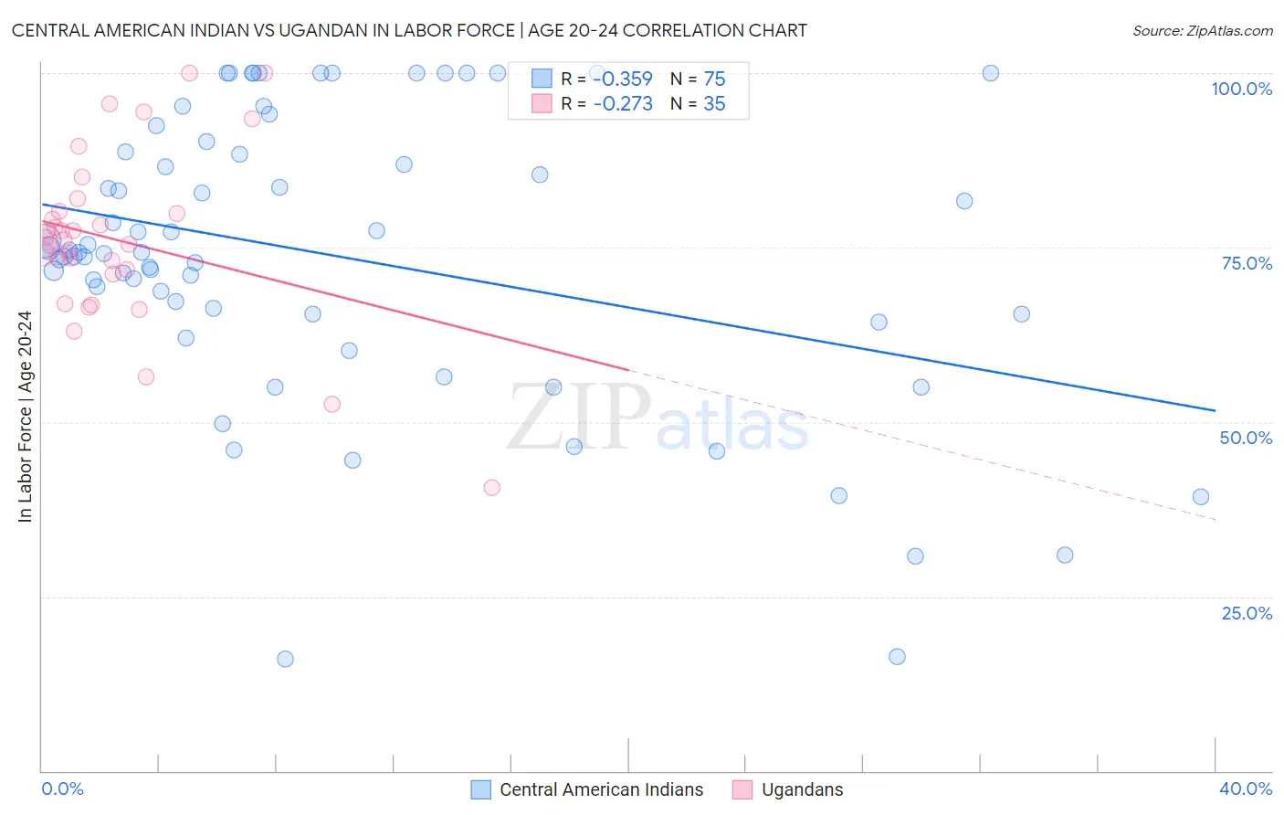 Central American Indian vs Ugandan In Labor Force | Age 20-24