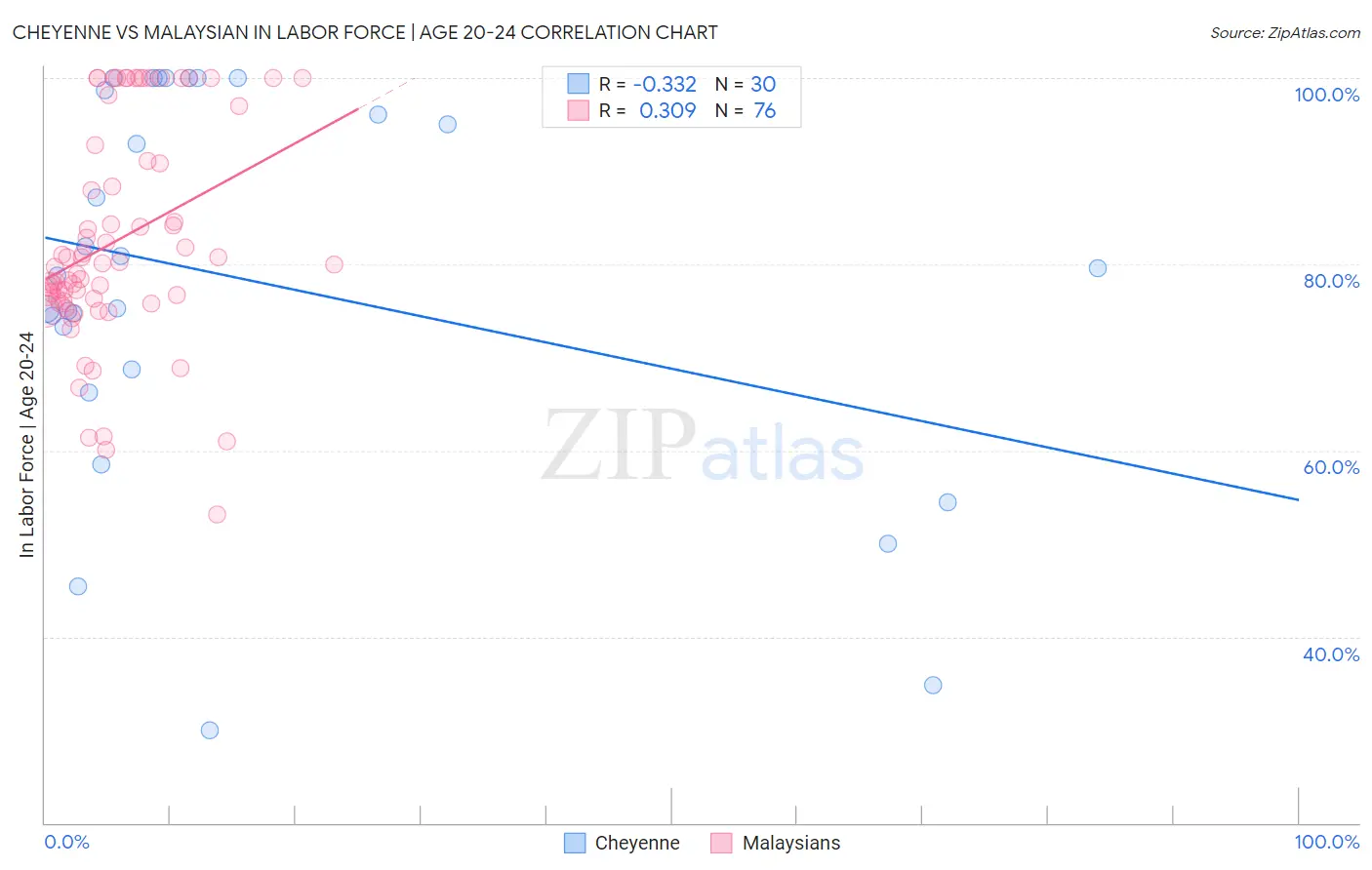 Cheyenne vs Malaysian In Labor Force | Age 20-24