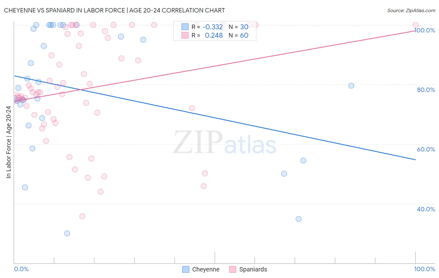 Cheyenne vs Spaniard In Labor Force | Age 20-24