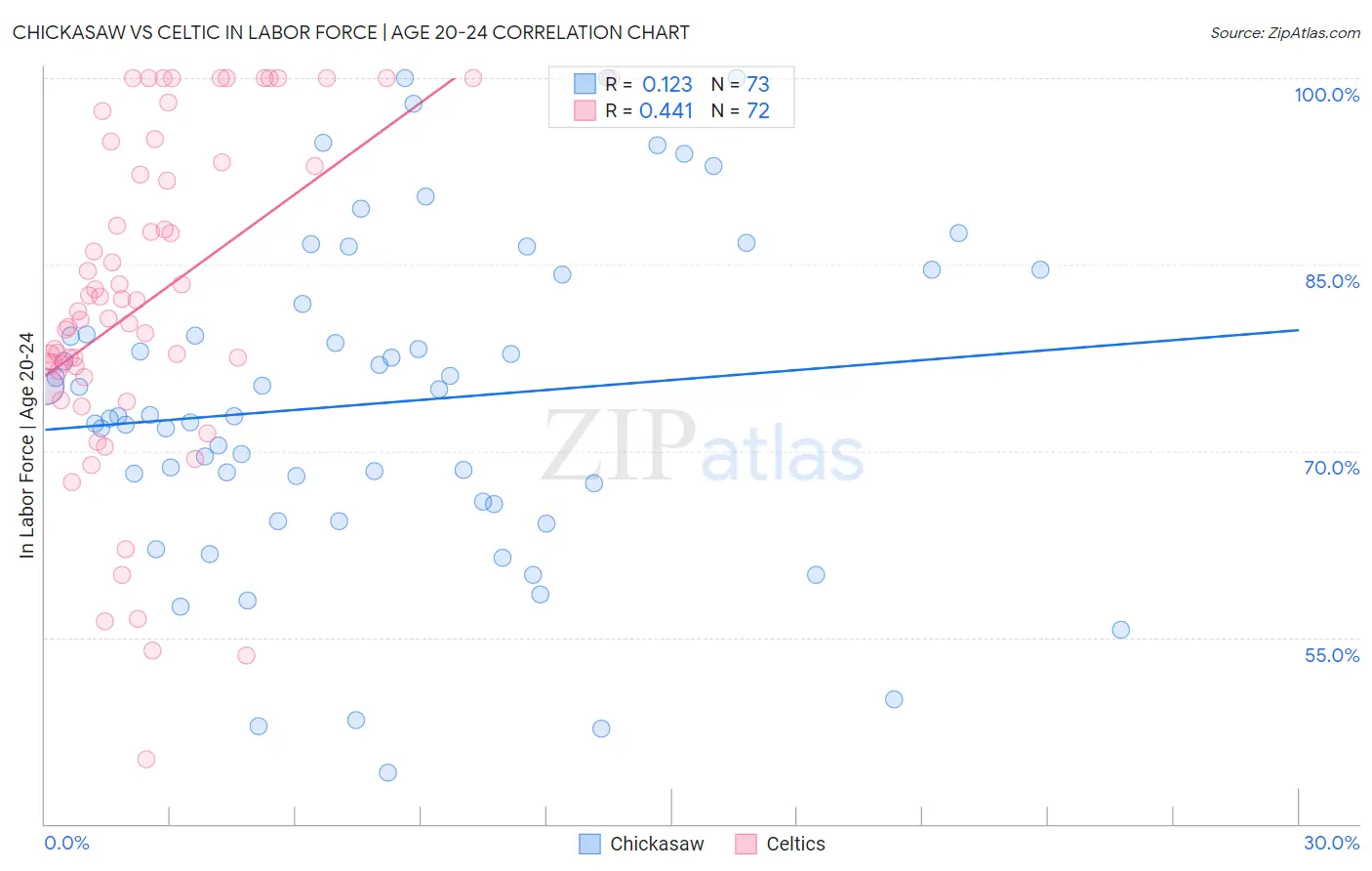 Chickasaw vs Celtic In Labor Force | Age 20-24