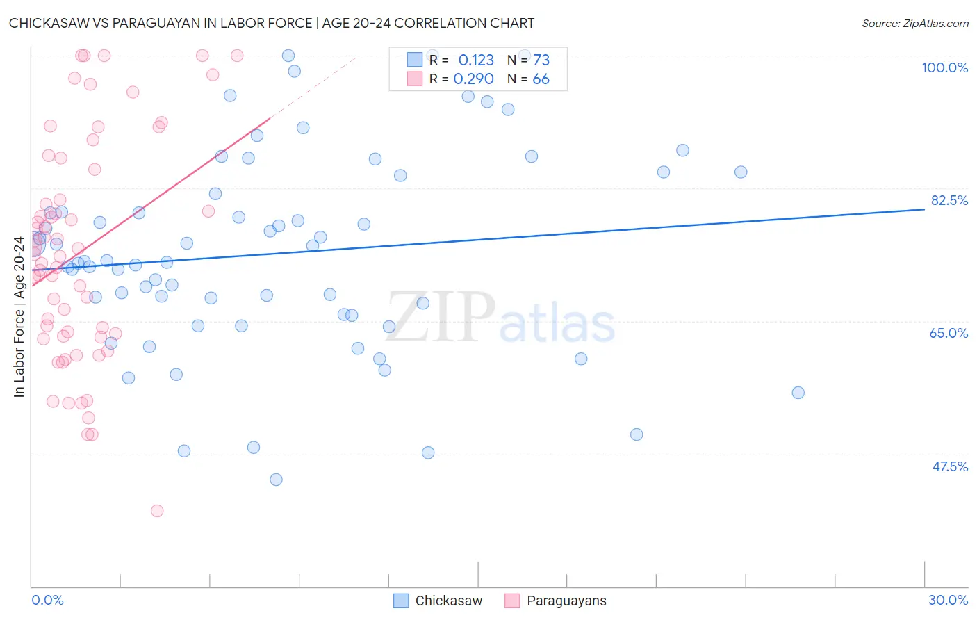 Chickasaw vs Paraguayan In Labor Force | Age 20-24