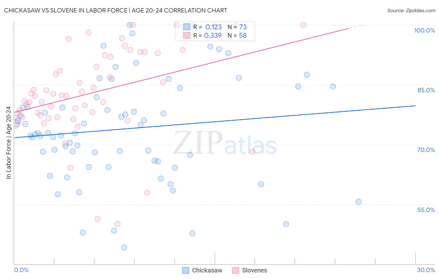 Chickasaw vs Slovene In Labor Force | Age 20-24
