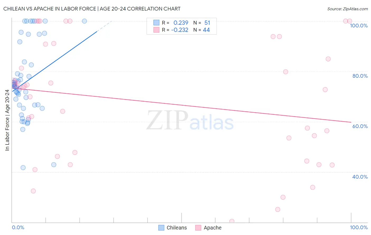 Chilean vs Apache In Labor Force | Age 20-24