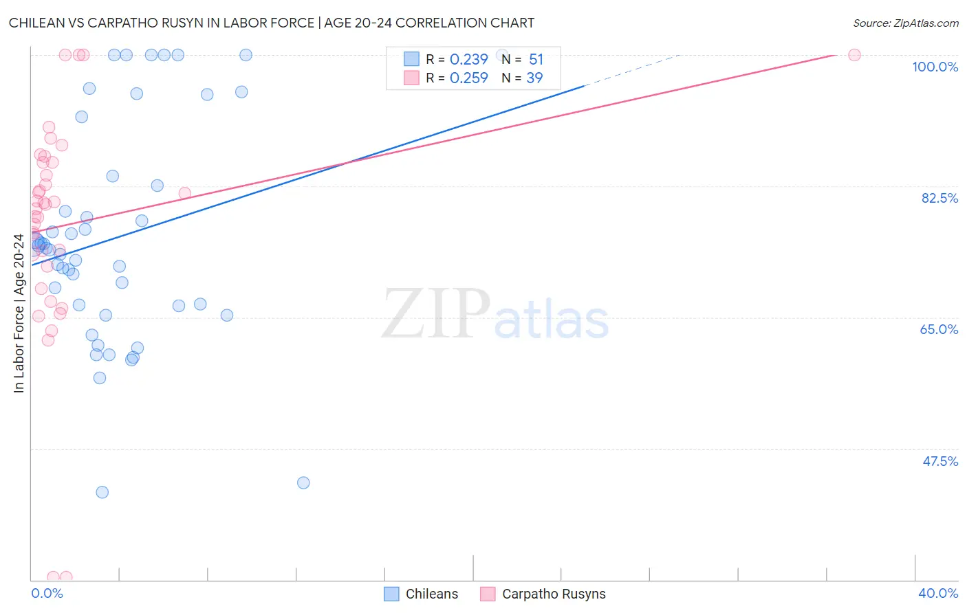 Chilean vs Carpatho Rusyn In Labor Force | Age 20-24