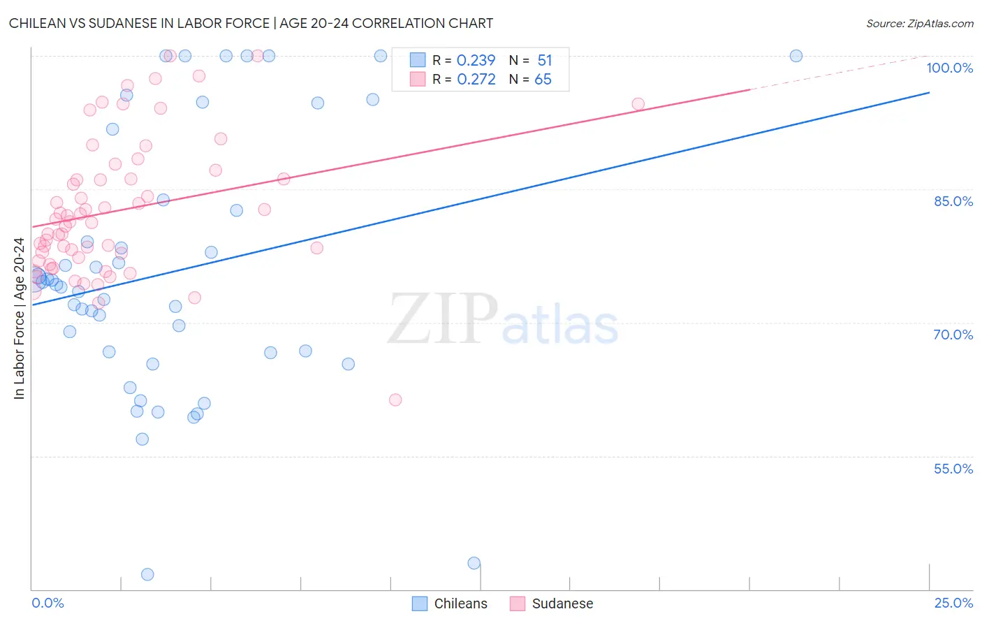 Chilean vs Sudanese In Labor Force | Age 20-24