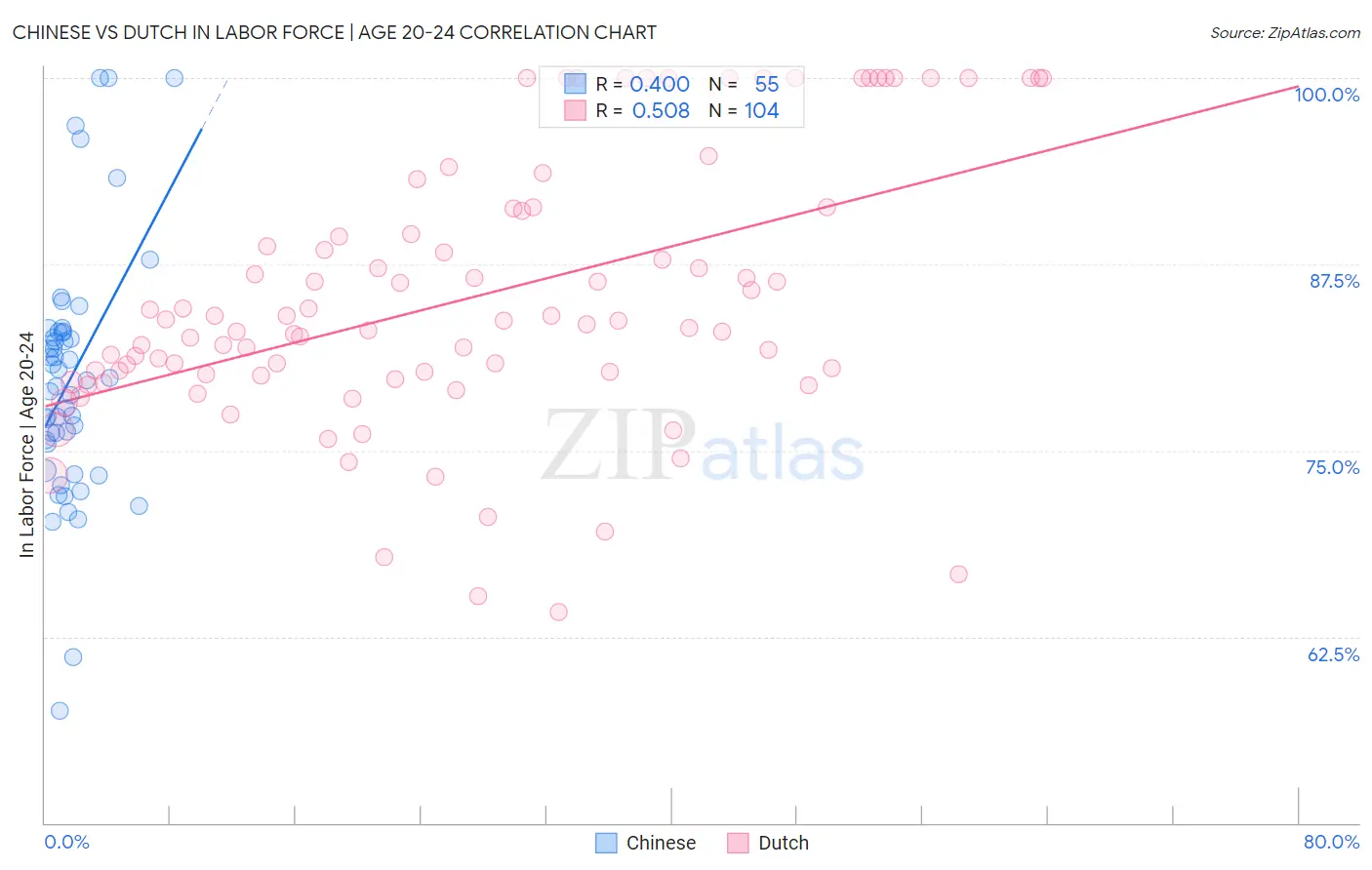 Chinese vs Dutch In Labor Force | Age 20-24