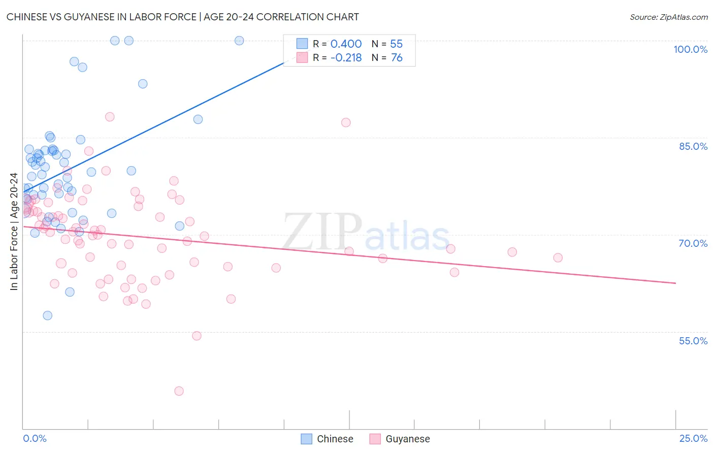 Chinese vs Guyanese In Labor Force | Age 20-24