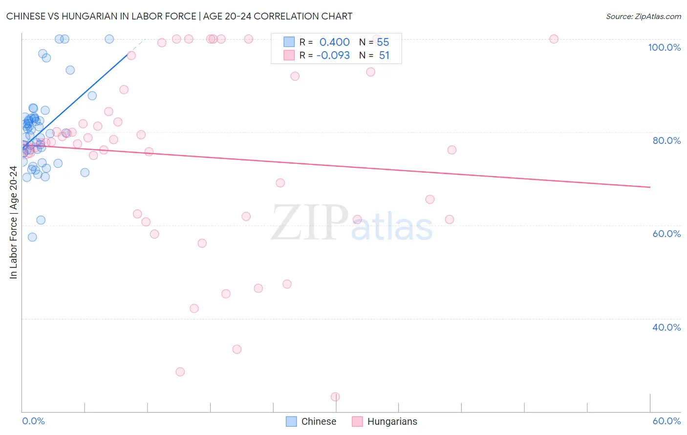 Chinese vs Hungarian In Labor Force | Age 20-24