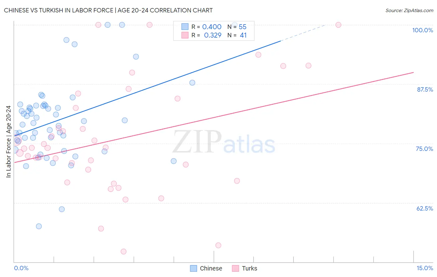 Chinese vs Turkish In Labor Force | Age 20-24