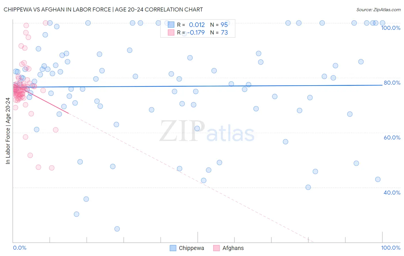 Chippewa vs Afghan In Labor Force | Age 20-24