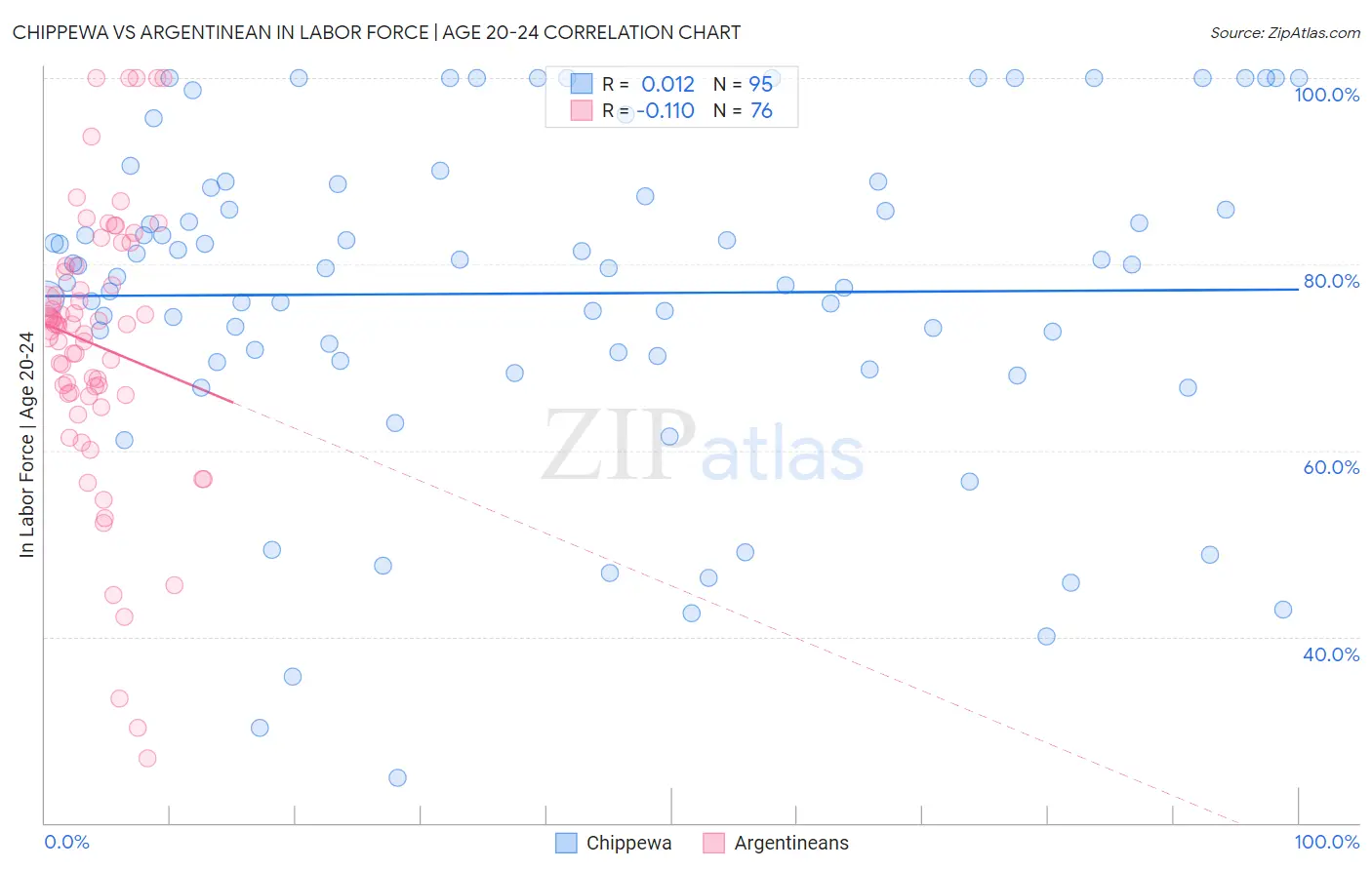 Chippewa vs Argentinean In Labor Force | Age 20-24