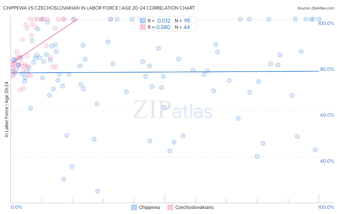 Chippewa vs Czechoslovakian In Labor Force | Age 20-24