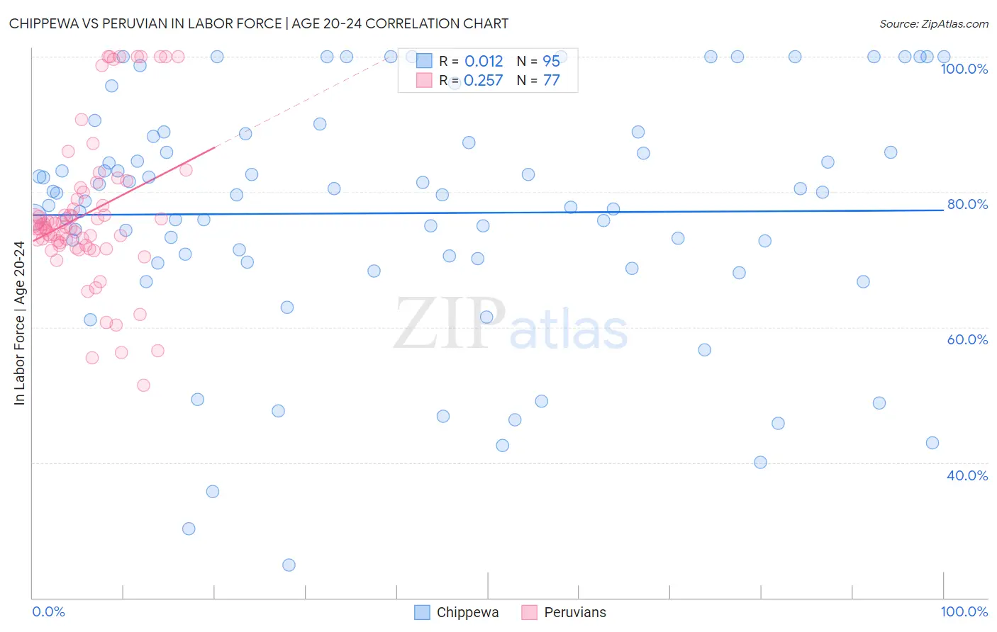 Chippewa vs Peruvian In Labor Force | Age 20-24