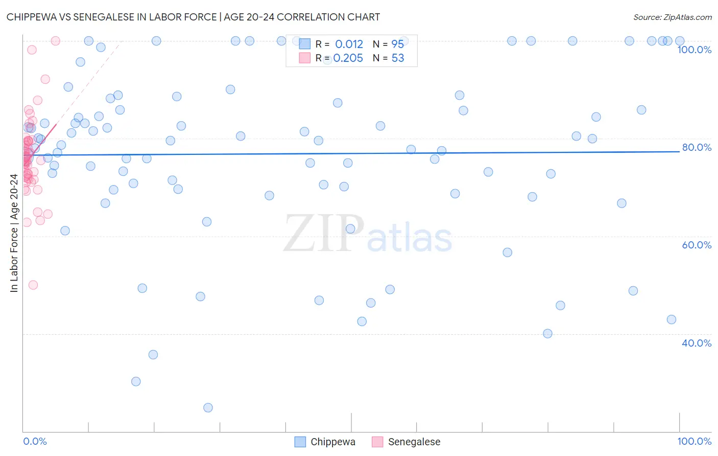 Chippewa vs Senegalese In Labor Force | Age 20-24
