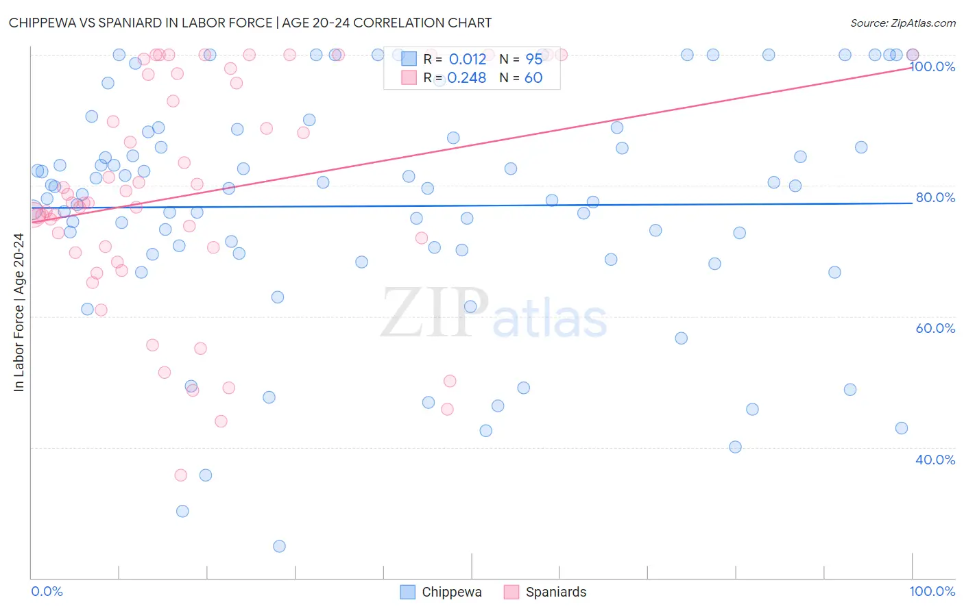 Chippewa vs Spaniard In Labor Force | Age 20-24