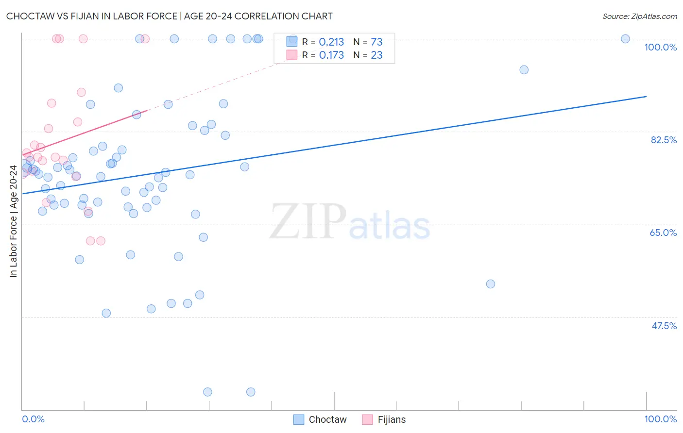 Choctaw vs Fijian In Labor Force | Age 20-24