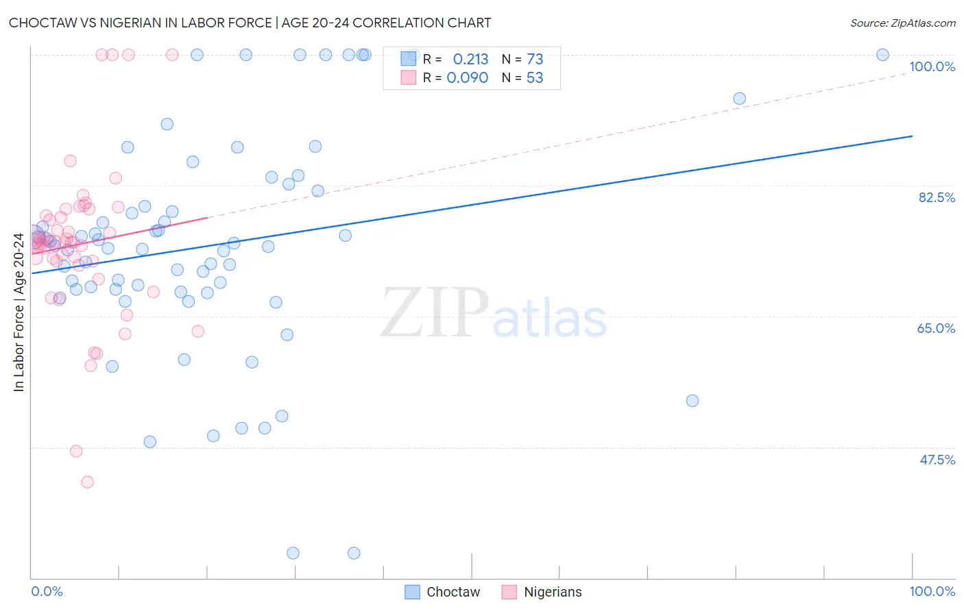 Choctaw vs Nigerian In Labor Force | Age 20-24