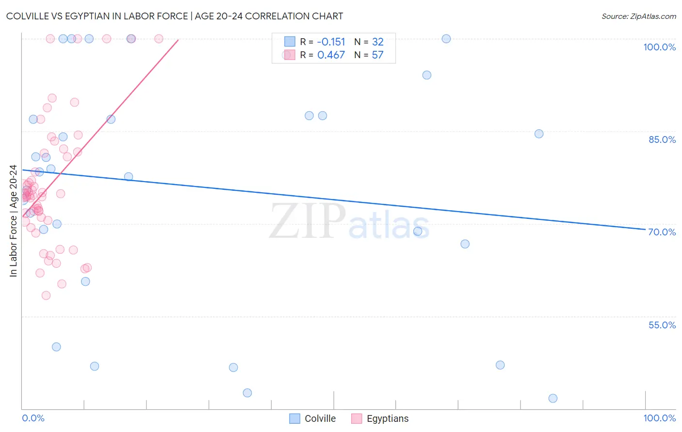 Colville vs Egyptian In Labor Force | Age 20-24