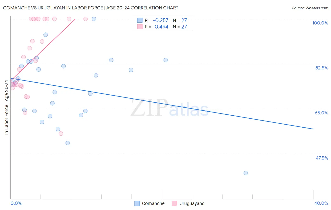 Comanche vs Uruguayan In Labor Force | Age 20-24
