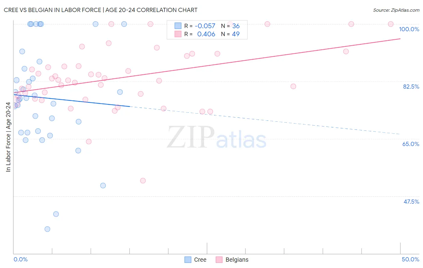 Cree vs Belgian In Labor Force | Age 20-24