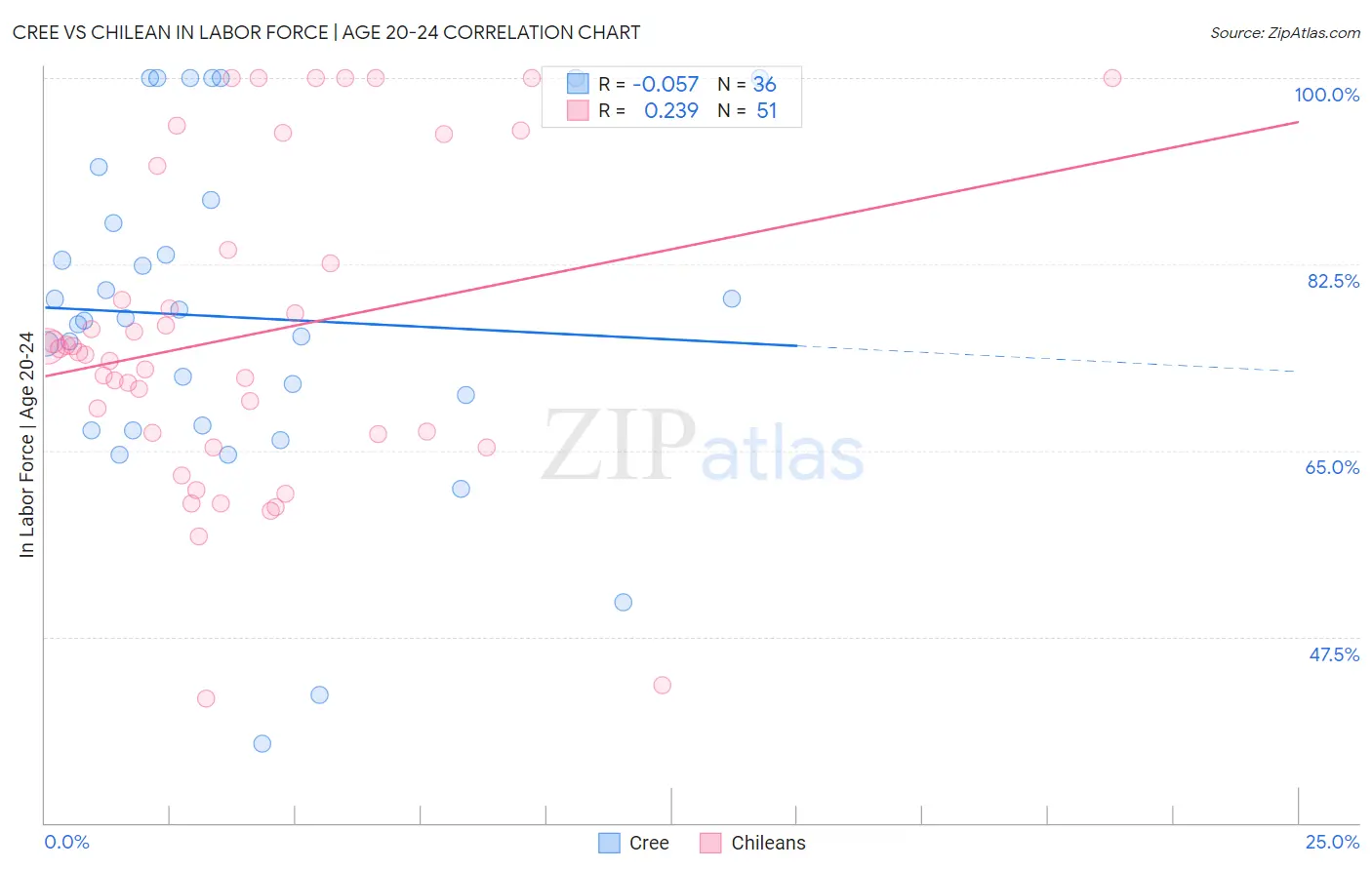 Cree vs Chilean In Labor Force | Age 20-24
