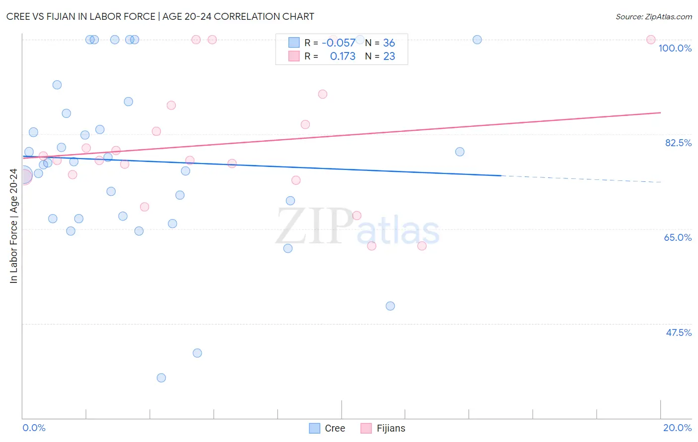 Cree vs Fijian In Labor Force | Age 20-24