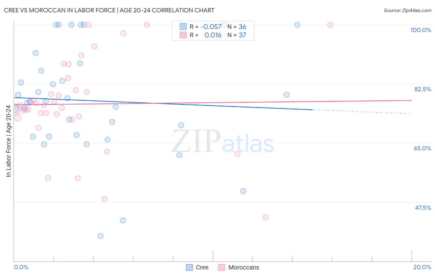 Cree vs Moroccan In Labor Force | Age 20-24