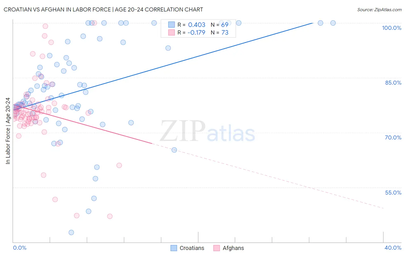 Croatian vs Afghan In Labor Force | Age 20-24