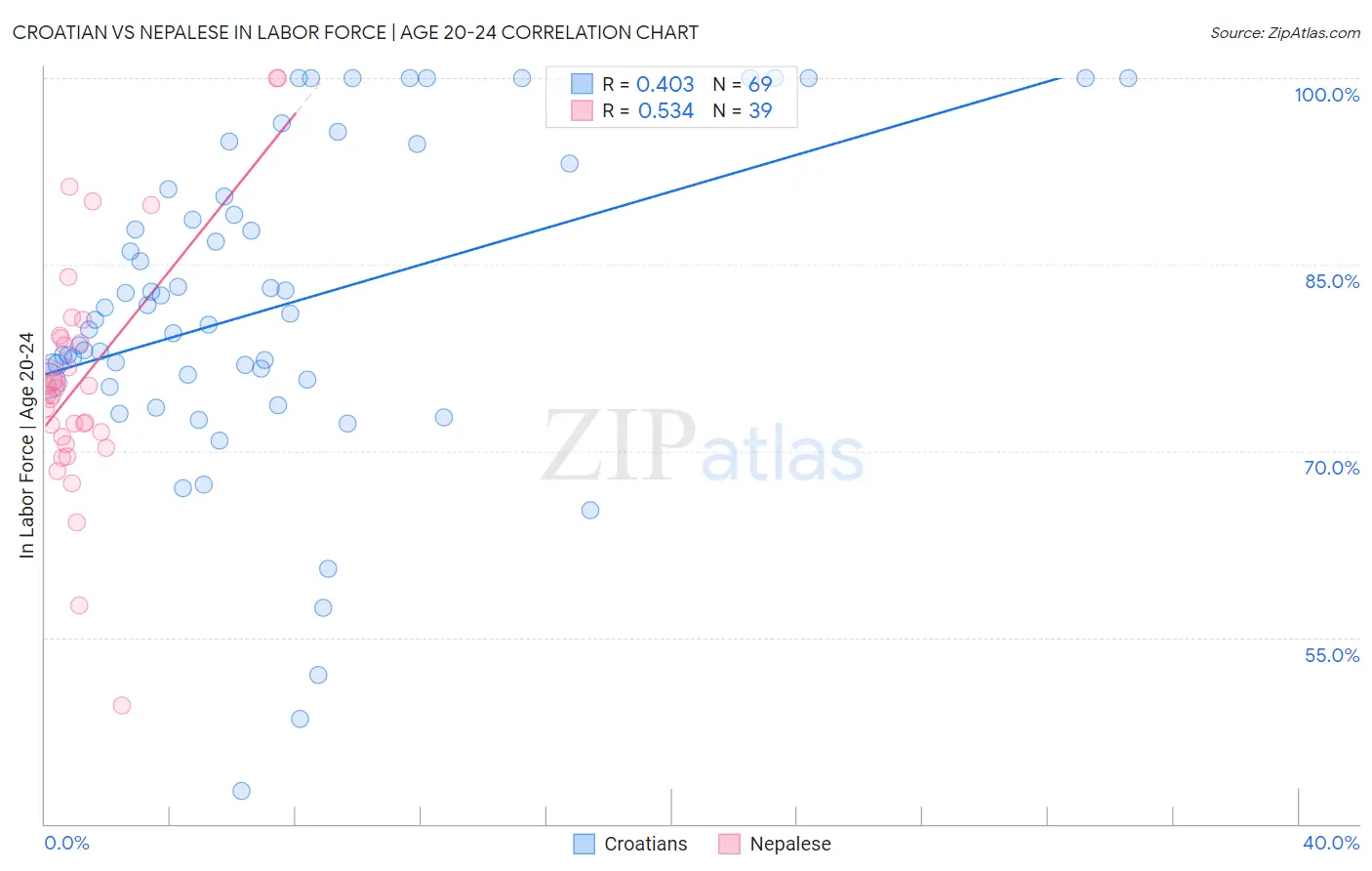Croatian vs Nepalese In Labor Force | Age 20-24
