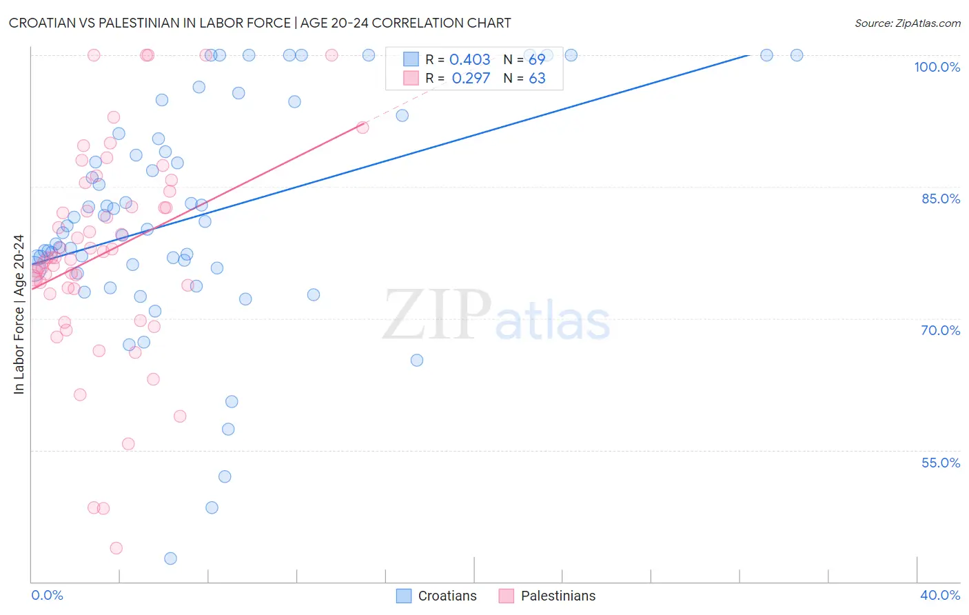 Croatian vs Palestinian In Labor Force | Age 20-24