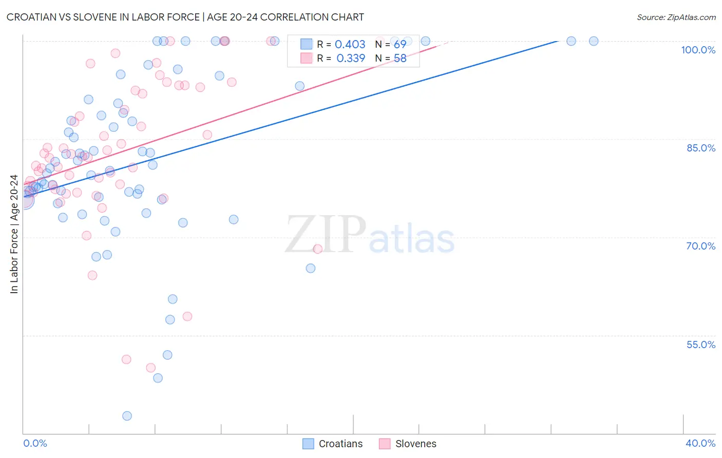 Croatian vs Slovene In Labor Force | Age 20-24
