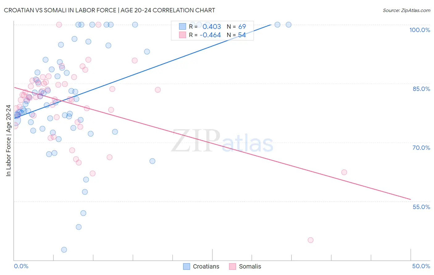 Croatian vs Somali In Labor Force | Age 20-24