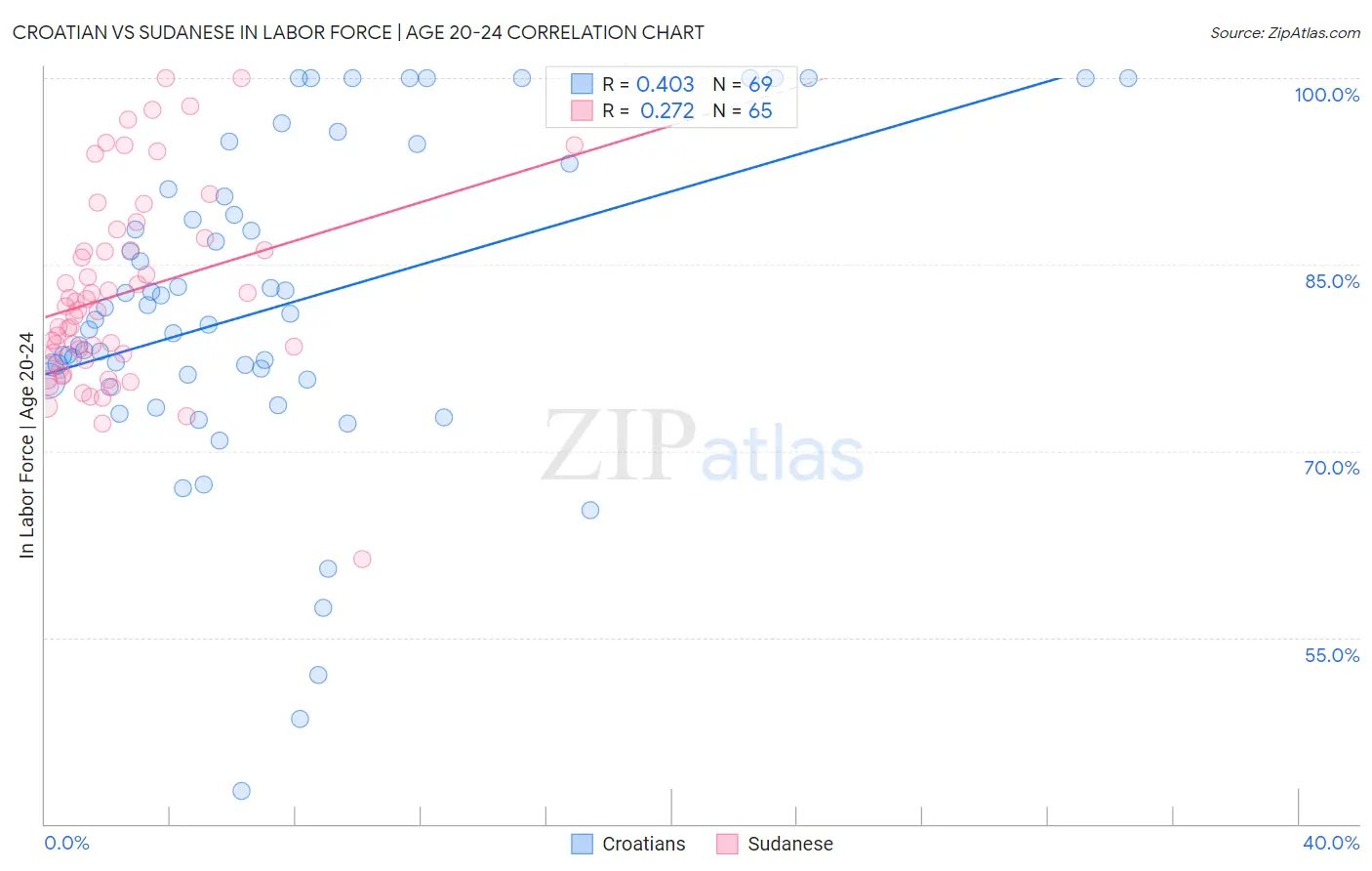 Croatian vs Sudanese In Labor Force | Age 20-24