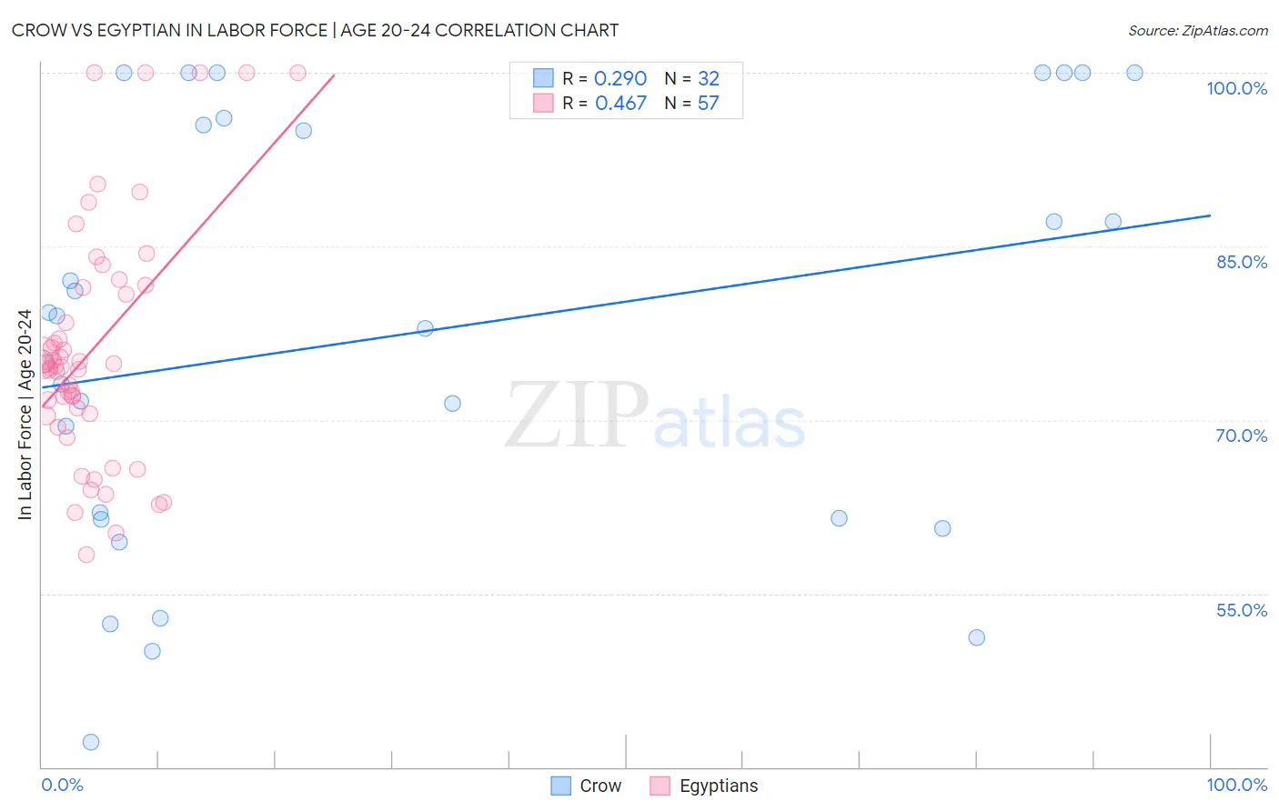 Crow vs Egyptian In Labor Force | Age 20-24