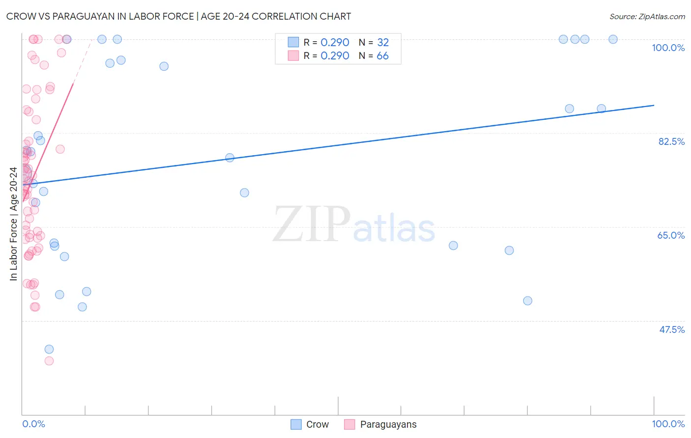 Crow vs Paraguayan In Labor Force | Age 20-24