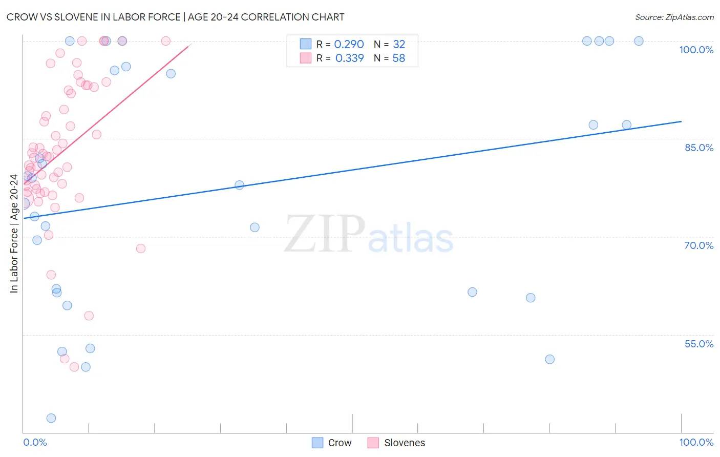 Crow vs Slovene In Labor Force | Age 20-24