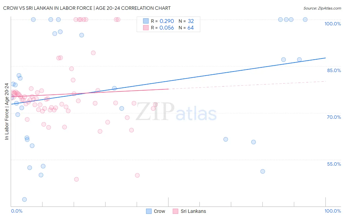 Crow vs Sri Lankan In Labor Force | Age 20-24