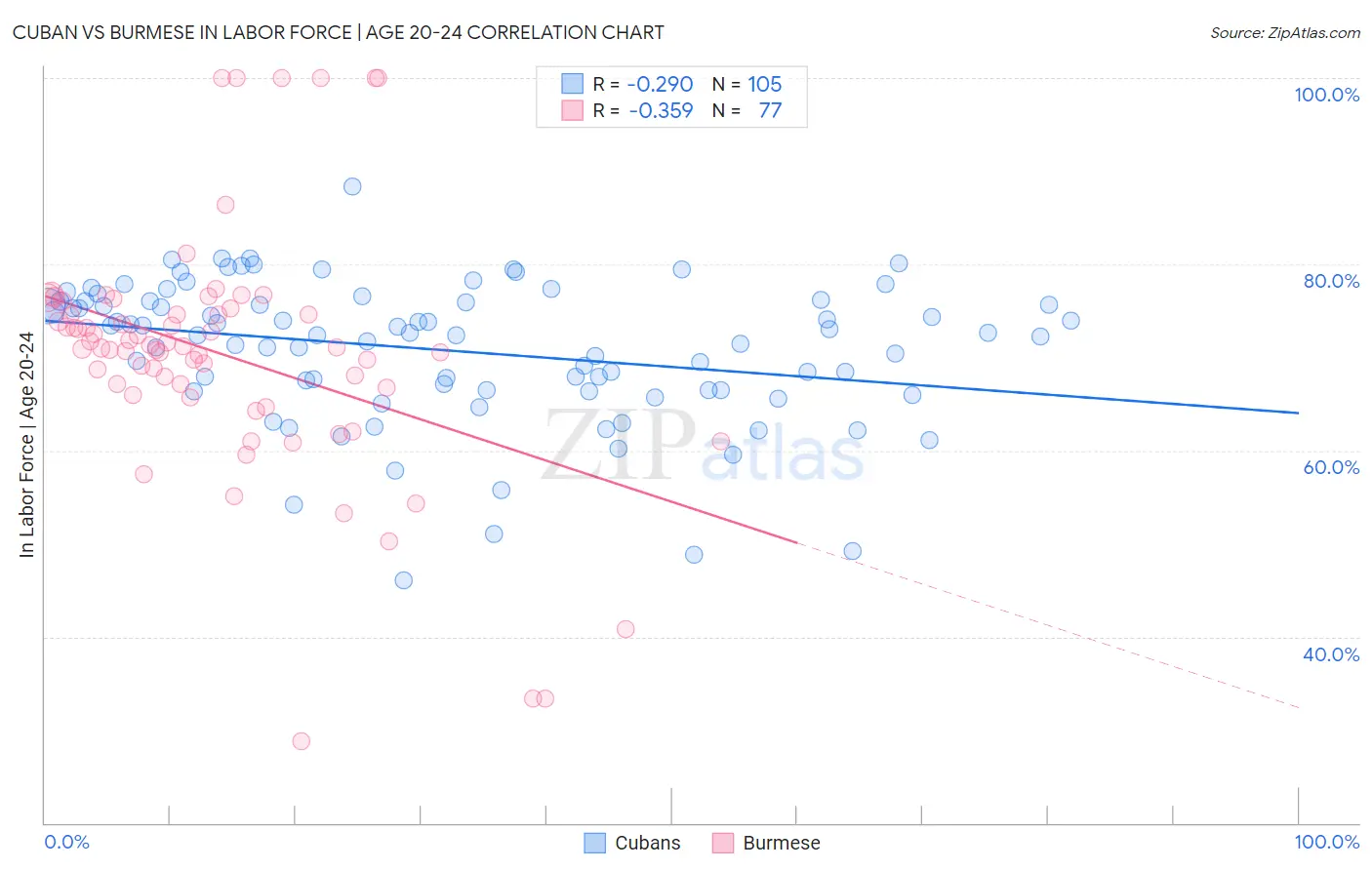 Cuban vs Burmese In Labor Force | Age 20-24